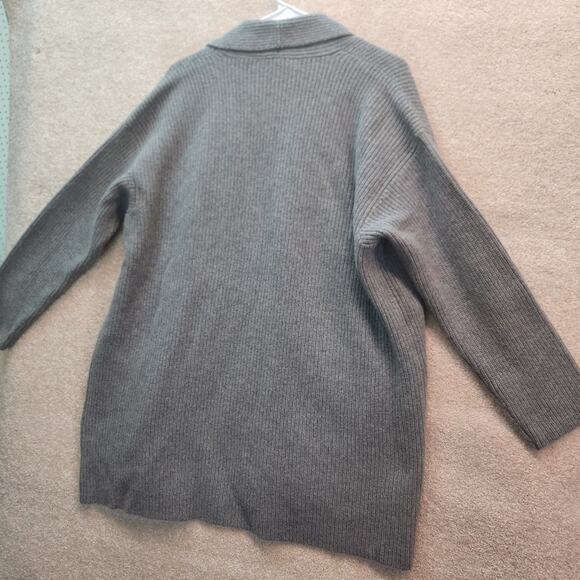 Eileen Fisher Gray Knit Cardigan Size Medium Cashmere Wool Blend - Picture 2 of 6